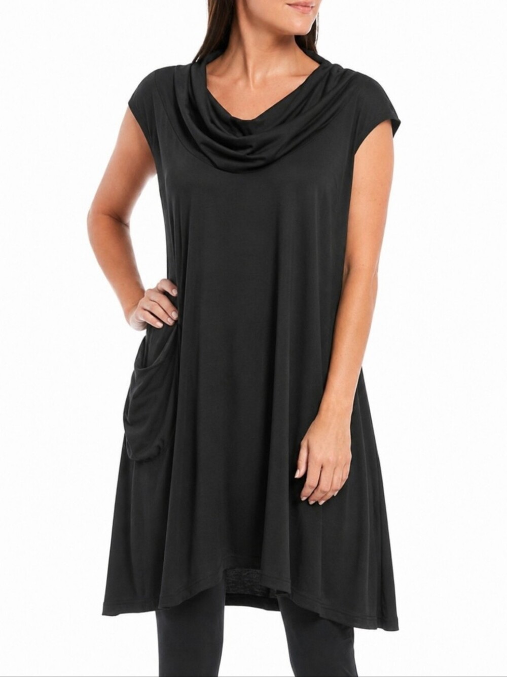 Bryn Walker Oden Black Cowl Neck Tunic Top Sz M